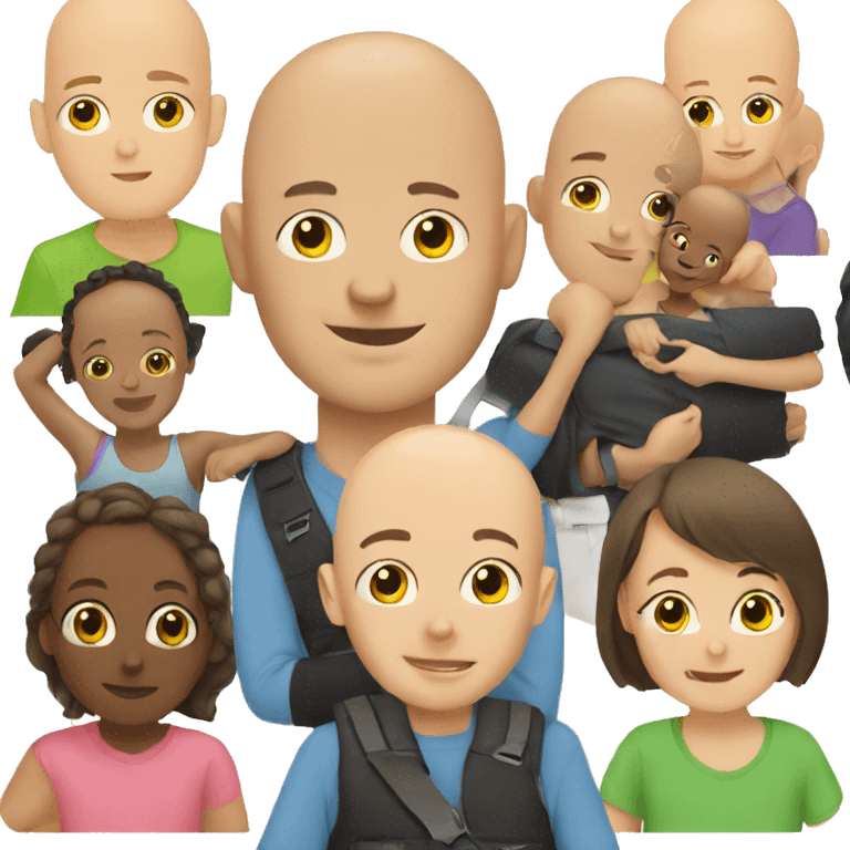 bald guy with kids emoji