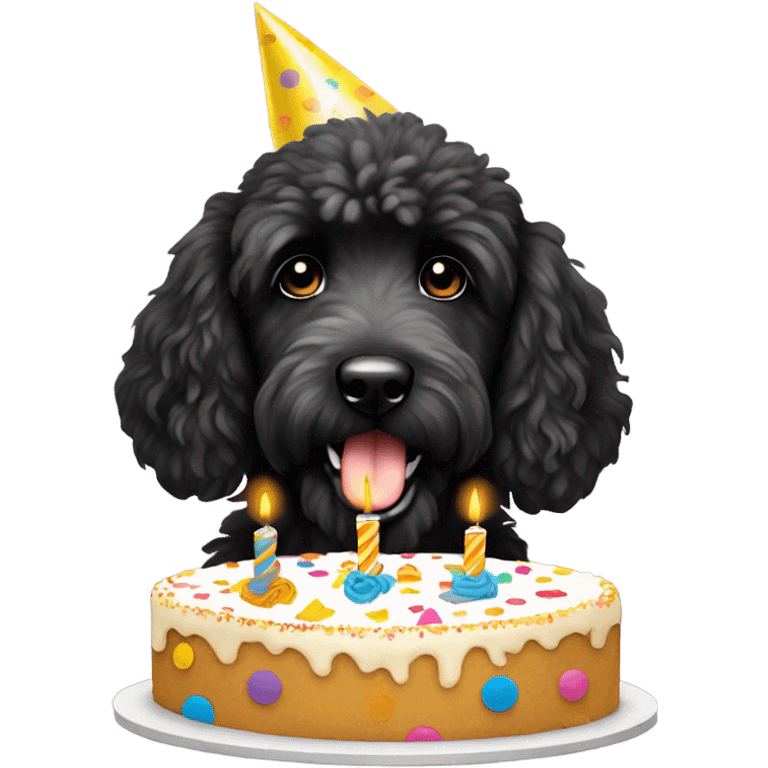 Black golden doodle birthday emoji