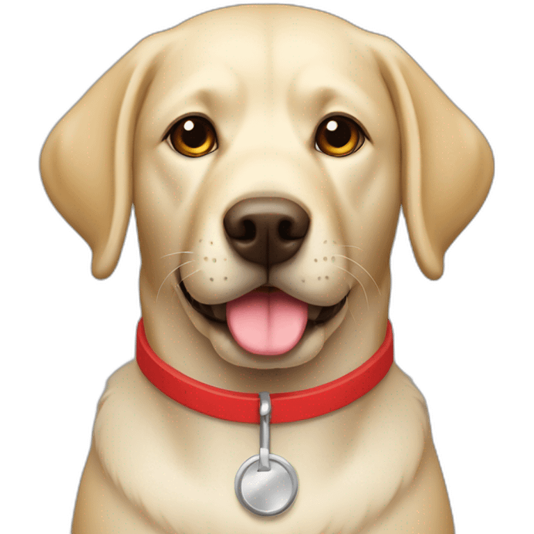 labrador with red collar with the vet emoji