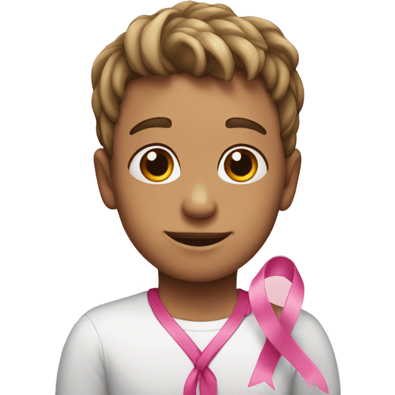 Boy with pink ribbon emoji