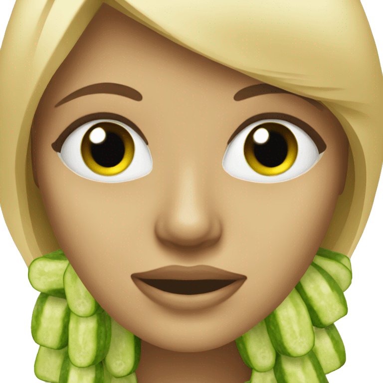 Blonde woman with cucumbers on eyes  emoji