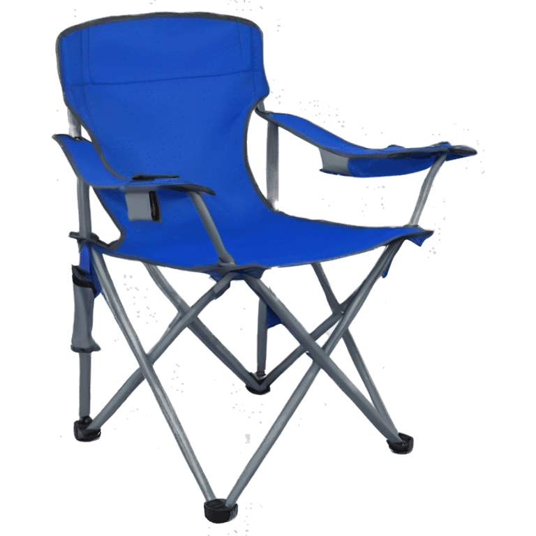 Realistic cobalt blue camping folding chair isolated.  emoji