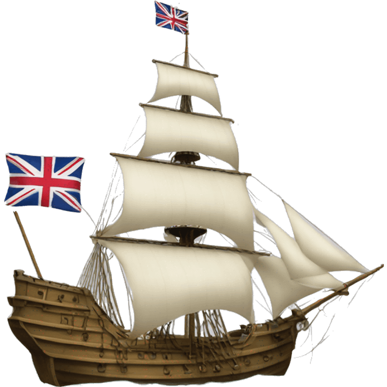 mayflower ship with the Grand Union Flag emoji