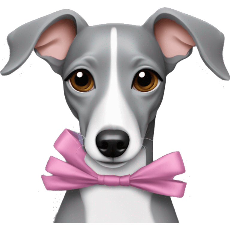 Grey Italian greyhound with bows emoji