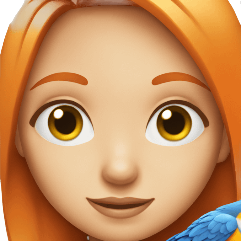 girl with blue eyes holding an orange parrot emoji