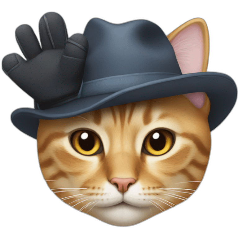 cat with a hat and gloves emoji