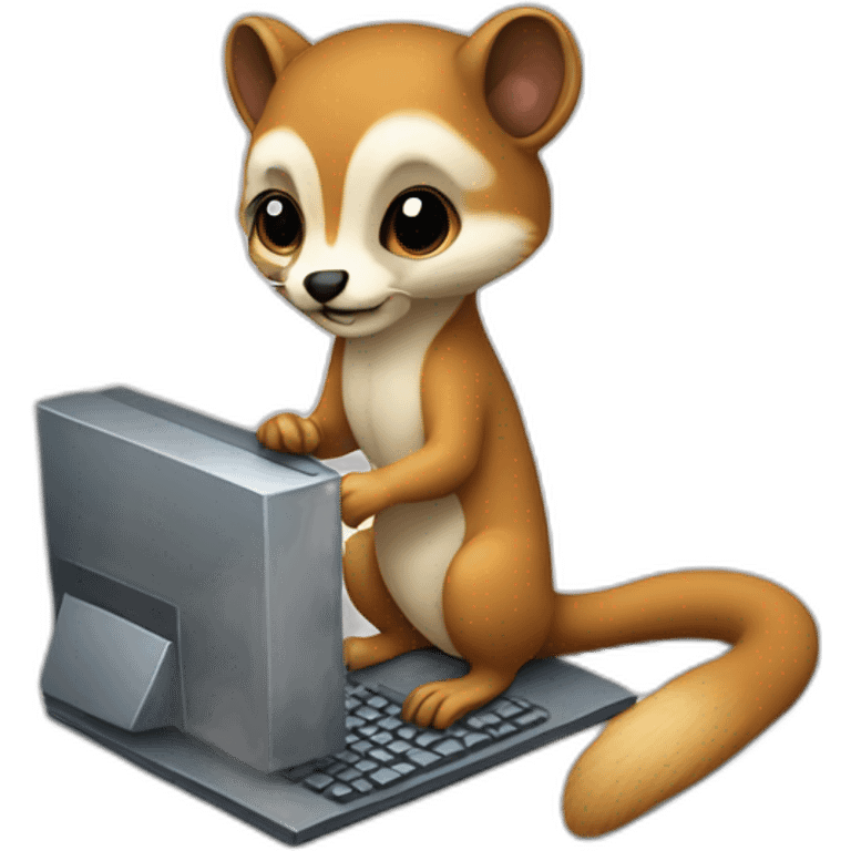 Weasel working on a computer emoji