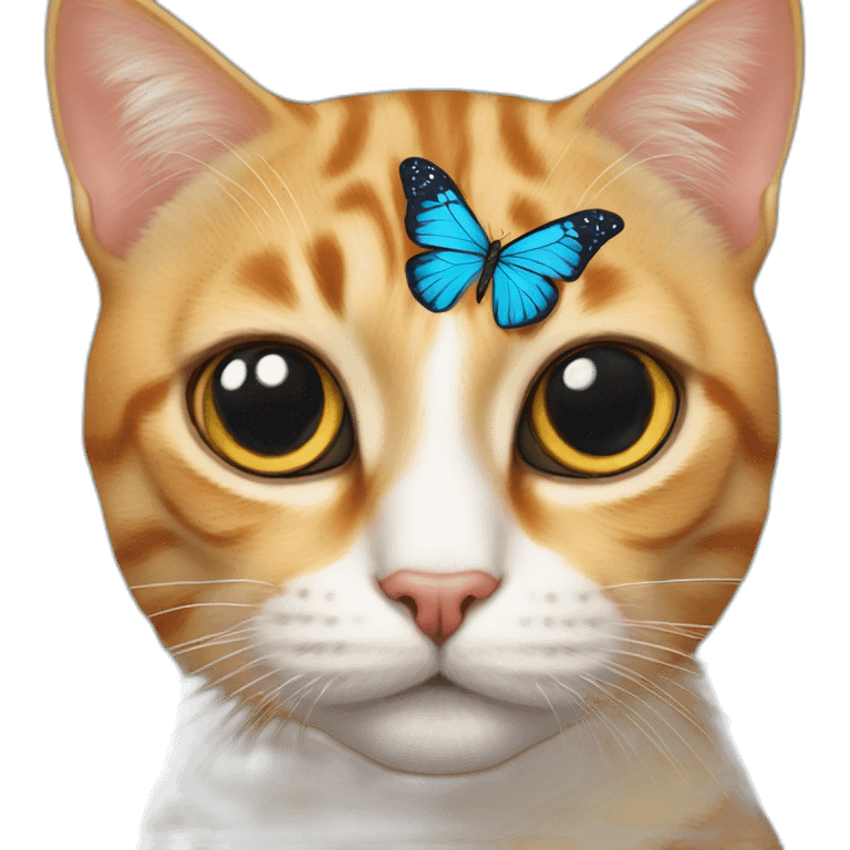 realistic cat with butterfly on nose emoji