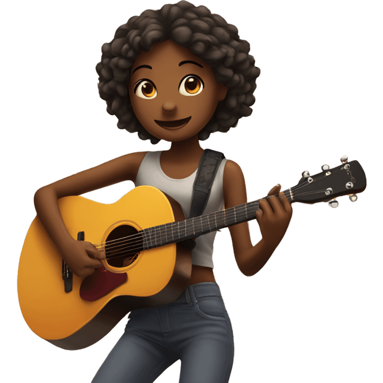 Girl playing guitar under the sunset emoji