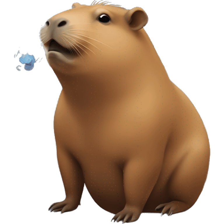 Capybara doing smoke tricks emoji