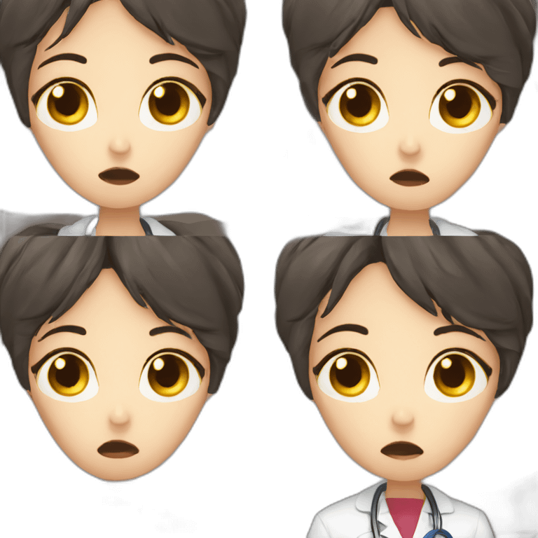 doctor girl with dark hair crying tears eating french baguette emoji