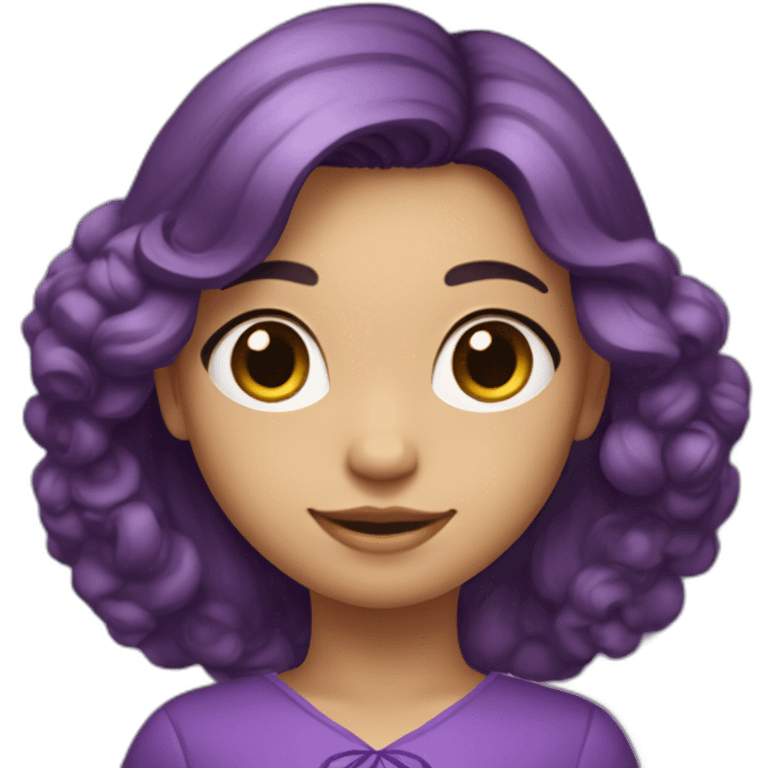 Fille avec des cheveux violet , une robe violette et une fleur dans les cheveux emoji