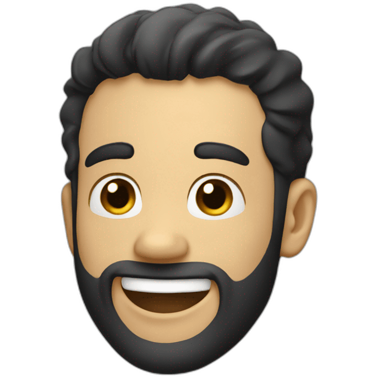  laughing man, with short black hair, very short beard, emoji