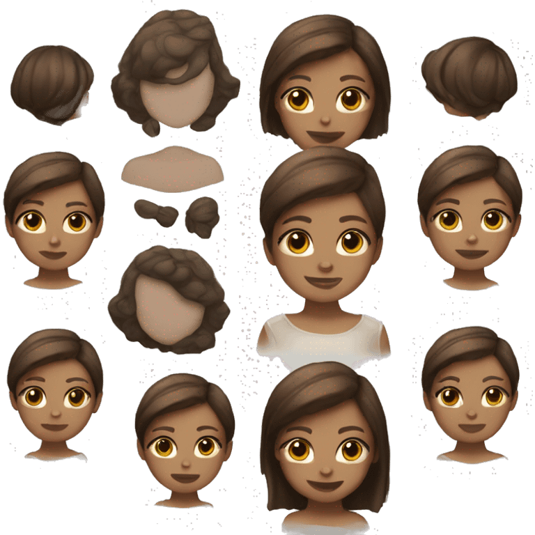 girl shorthair with brown and black highlights white skin cute emoji