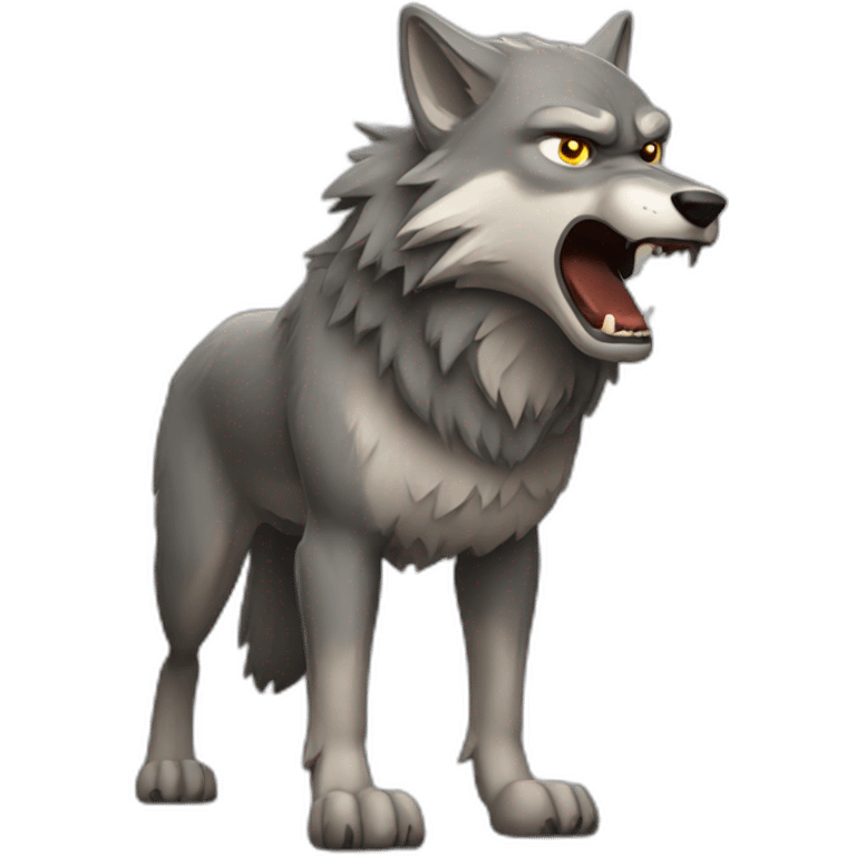 Angry wolf full body emoji