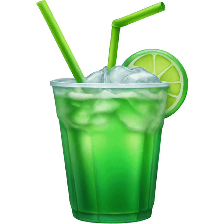 Green drink with straw and ice  emoji