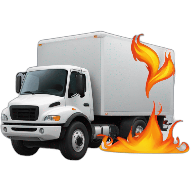 camion portant la flamme olympique avec des bras emoji