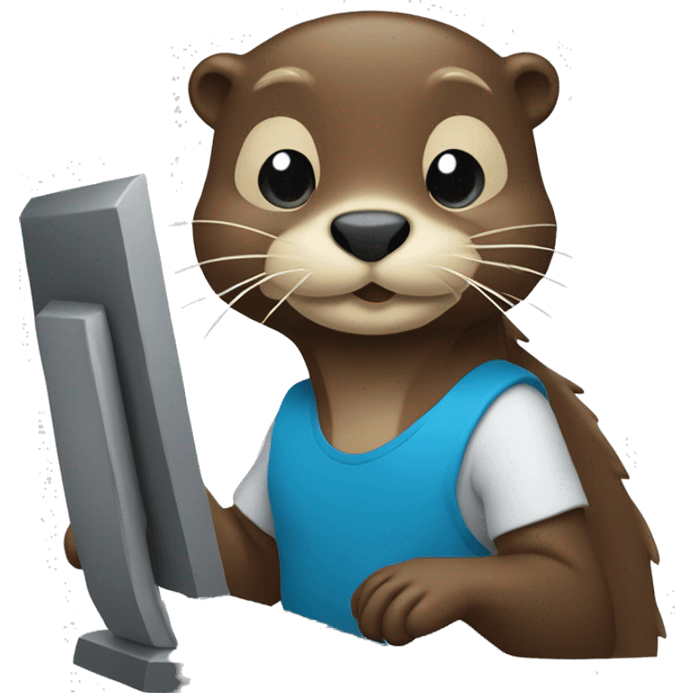 Otter workng at the computer emoji