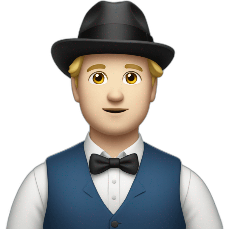 young fat white man wearing a black trilby and a blue waistcoat emoji