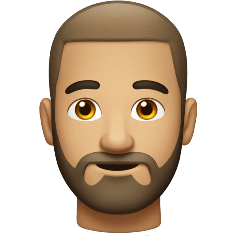 25 years guy with brown beard, a bun on the head and shaved hair on the sides. Closed mouth emoji