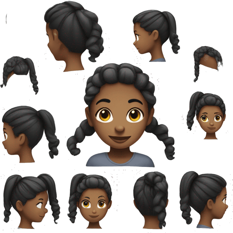 Black girl with two pony tails emoji