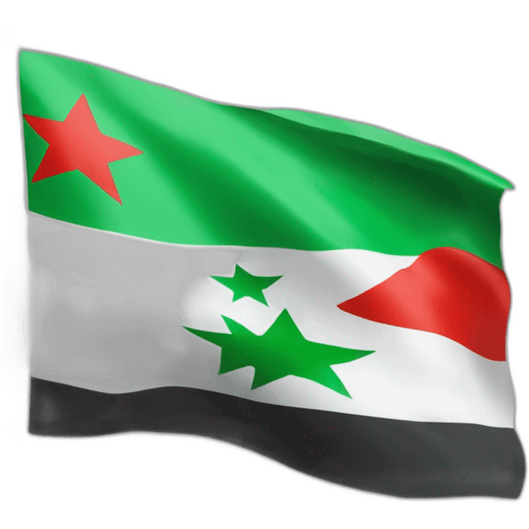 Freedom Green Syria Flag Green on top, White in middle, Black on bottom, three red stars in the middle of the flag on the white section emoji