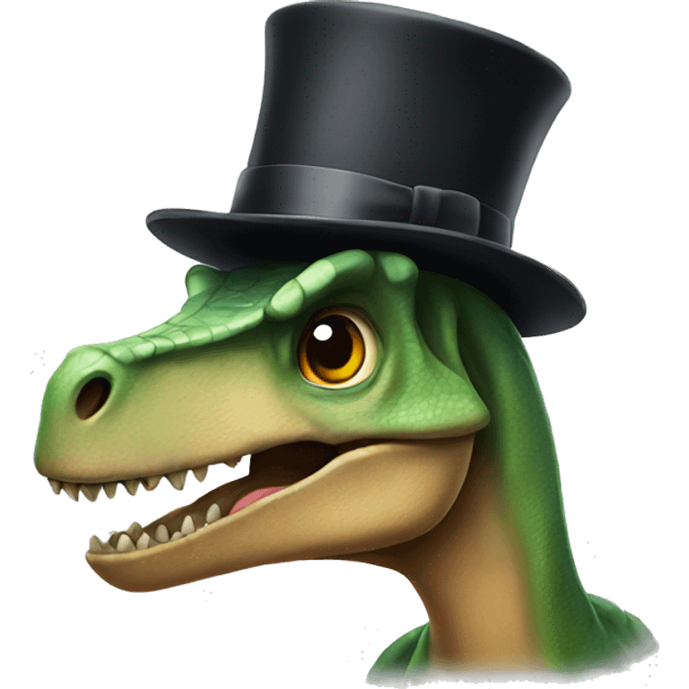 Dinosaur wearing a top hat emoji