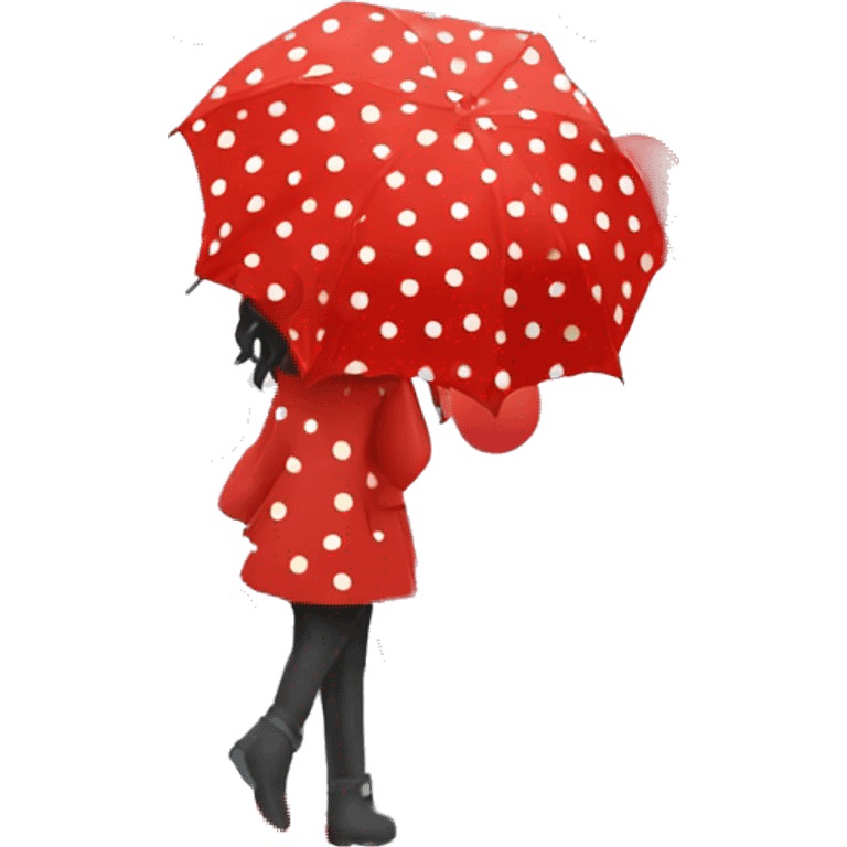 red polka dot umbrella with a girl emoji