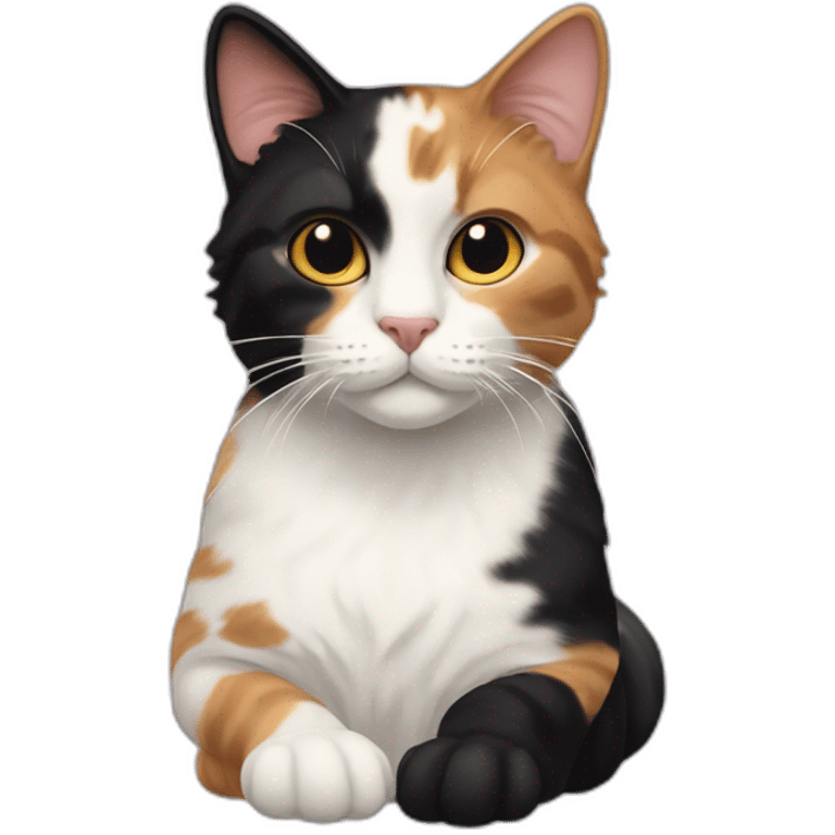 1 calico cream cat and 1 black calico cat emoji