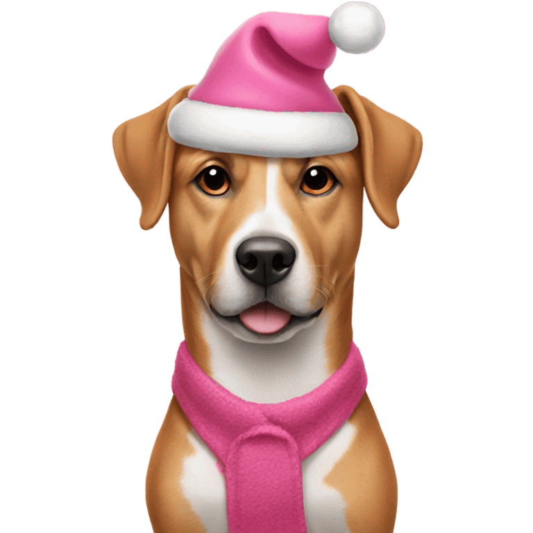 Dog wearing pink christmas clothes emoji