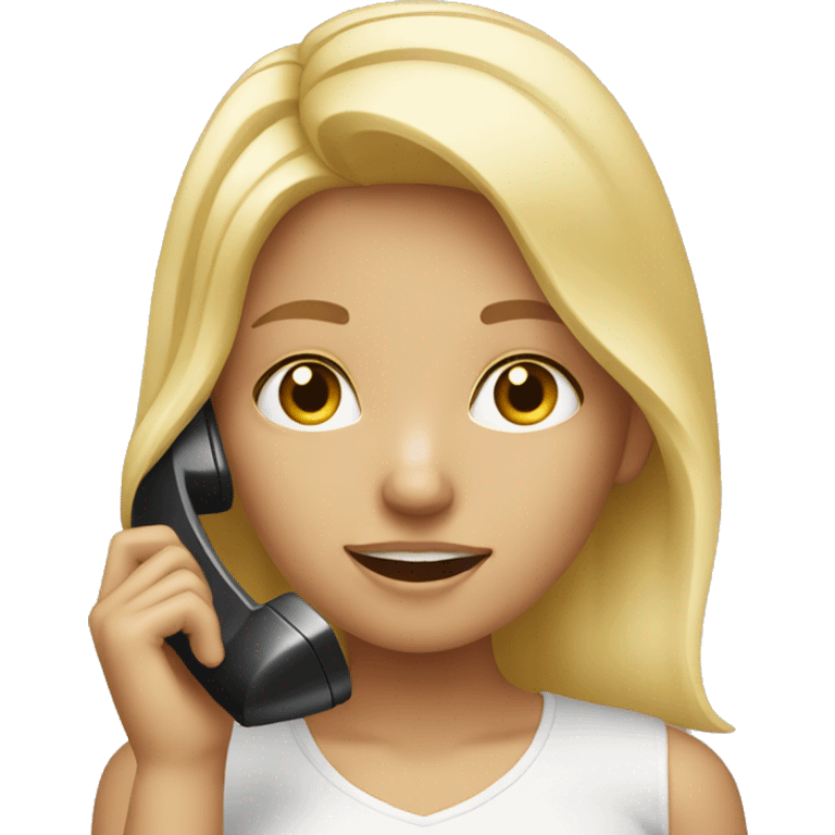 Blonde girl talking with phone  emoji