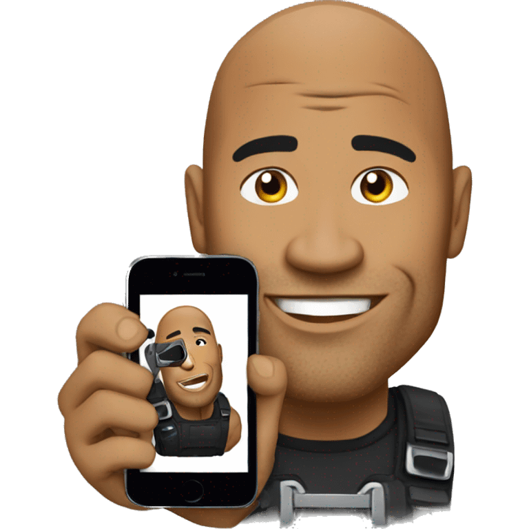 the rock with a mobile phone emoji