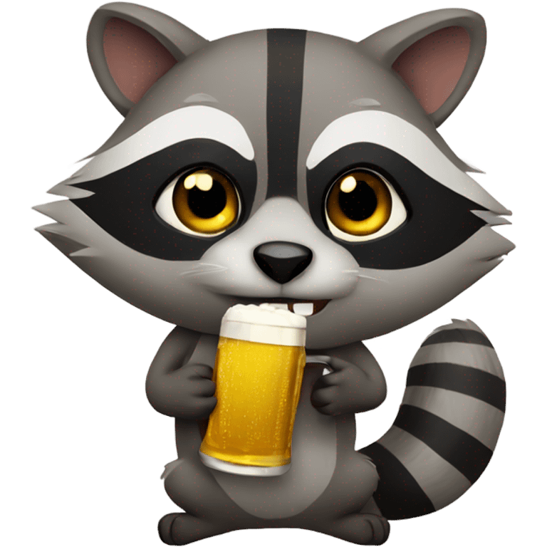 Raccoon with a beer emoji