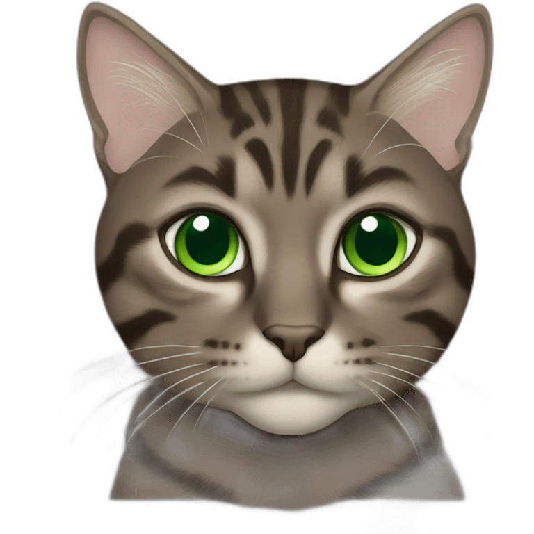 Dark brown tabby cat with Green eyes emoji