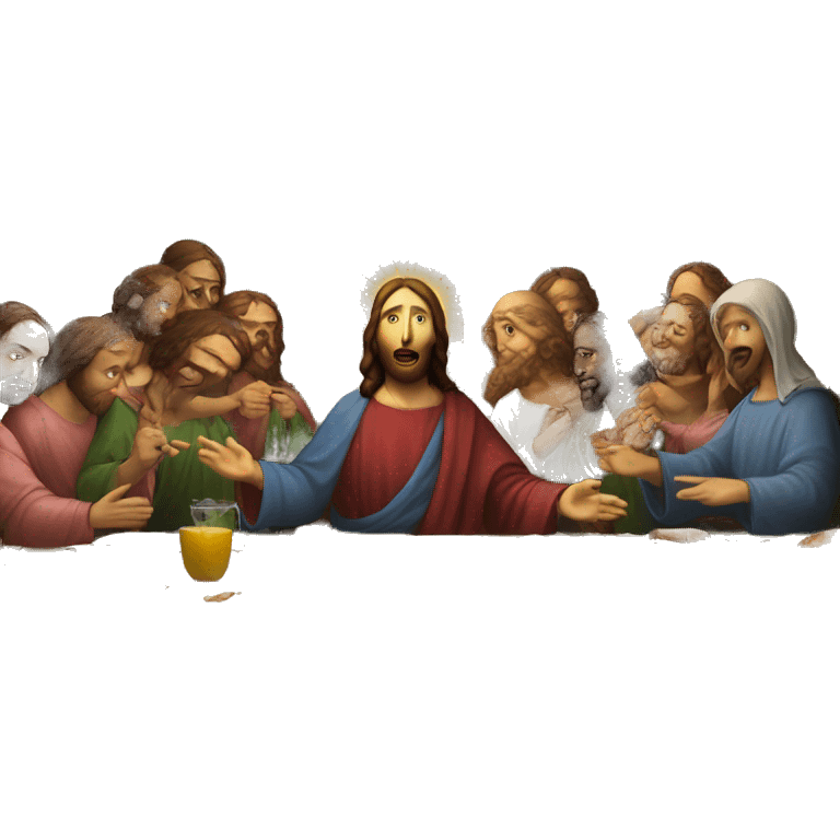 jesus in las supper from da vinci's painting emoji