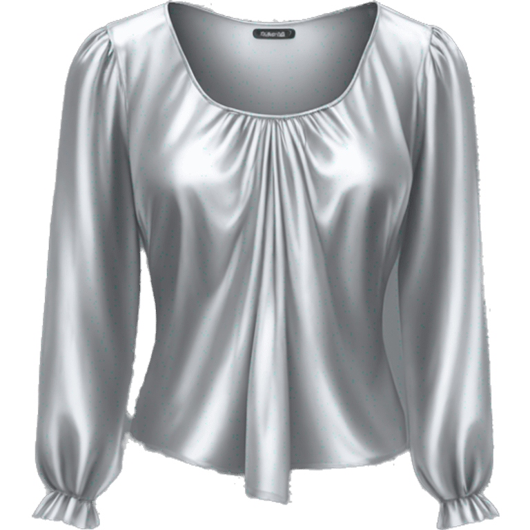 Realistic isolated silver shiny silk low cut square neck blouse. emoji