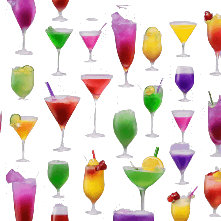  purple green red yellow pink cocktail emoji