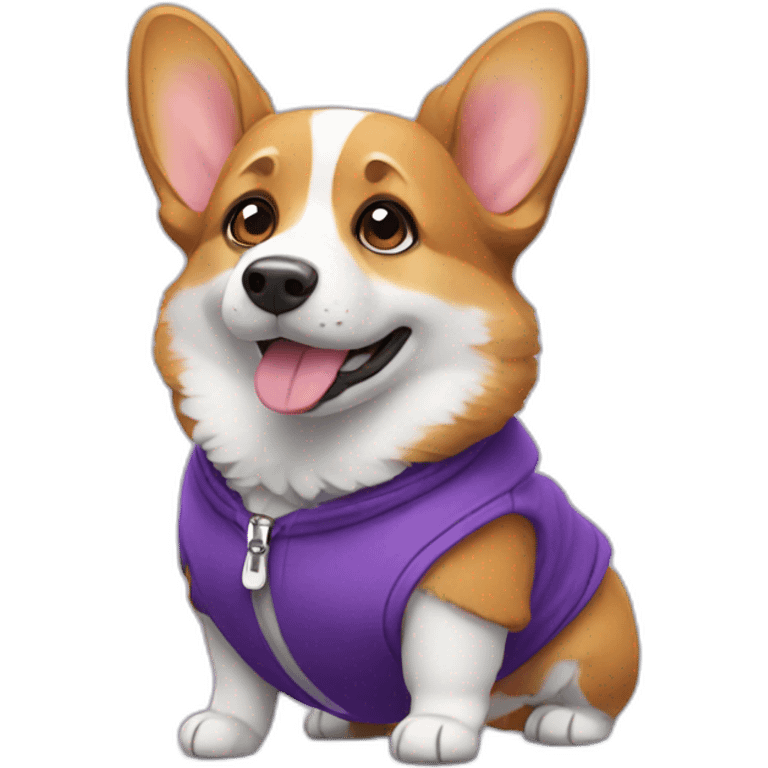 corgi wearing purple clothes emoji