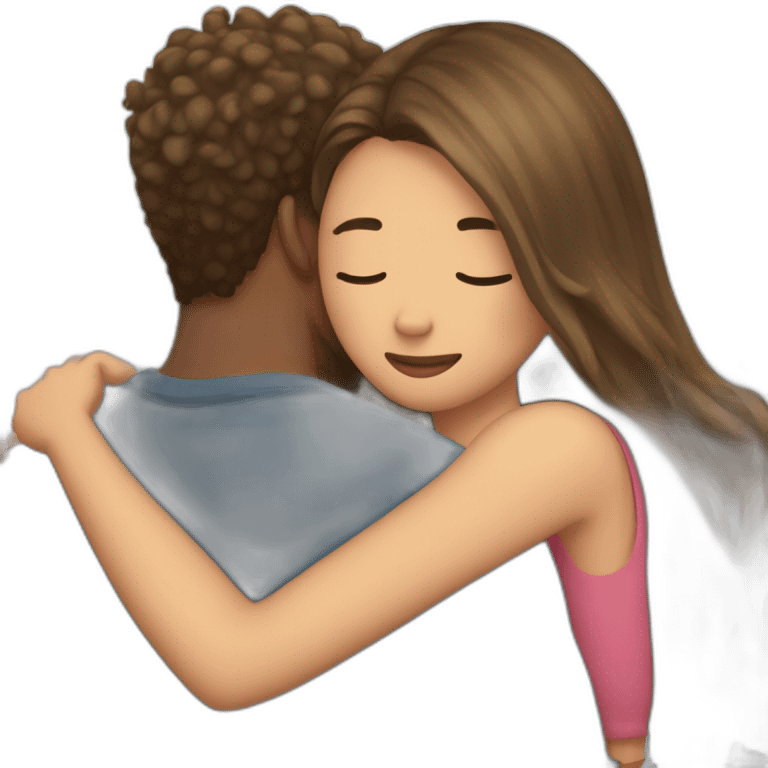 A boyfriend hug her girlfriend  emoji