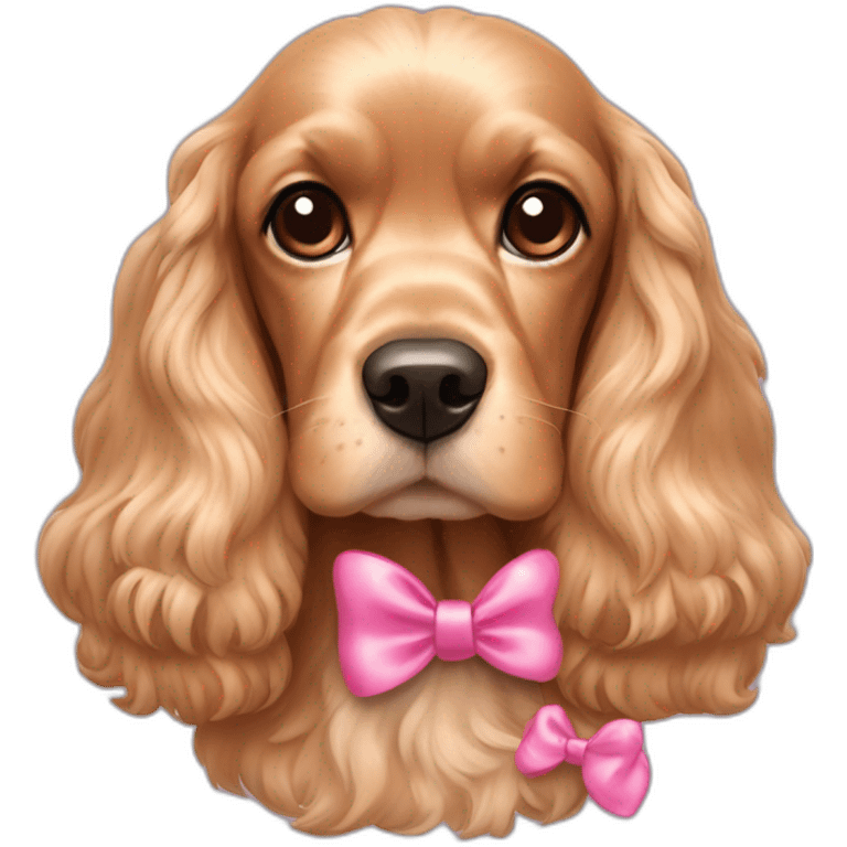 Cocker spaniel with a little pink bow on the top head emoji