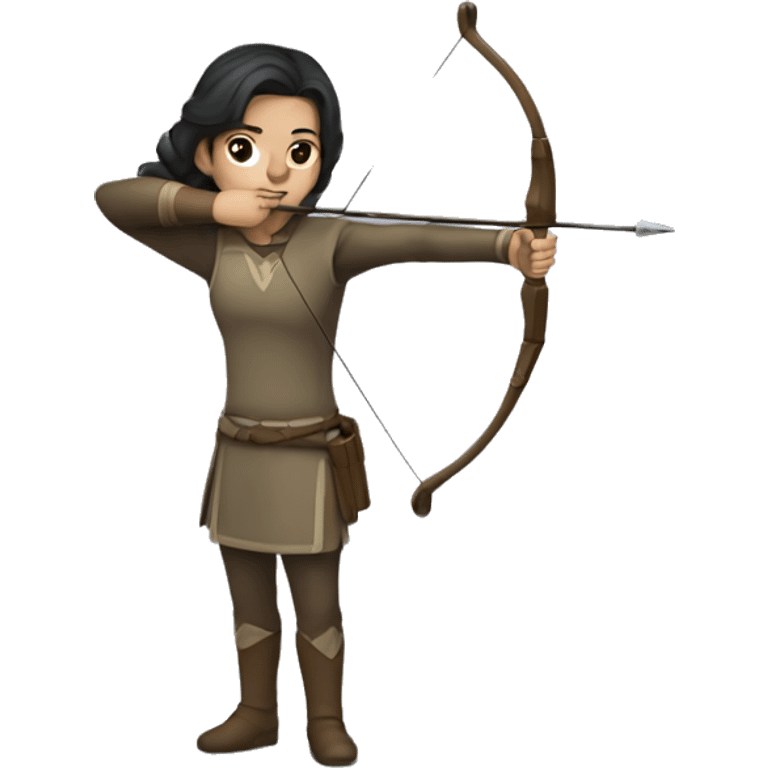 an archer aiming, dark hair, bright skin, modern cloth emoji