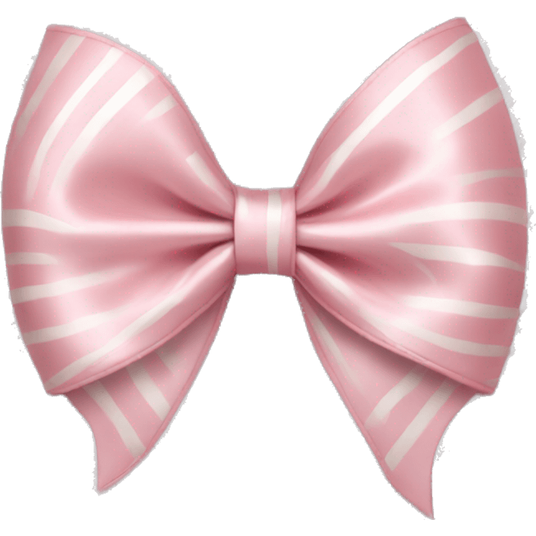 Light pink Satin bow with thin white stripes emoji