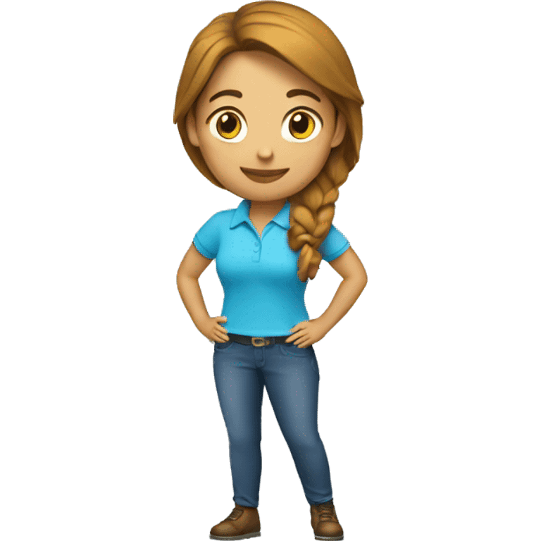 Mujer con polo celeste emoji