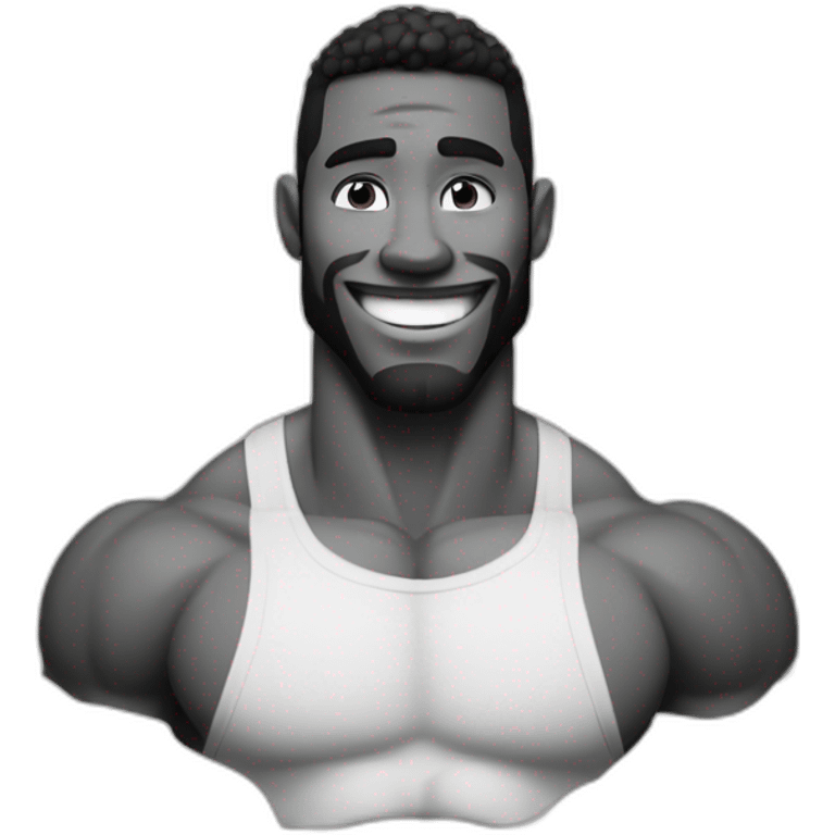 Giga Chad smiling black and white musculation meme a little from profile emoji