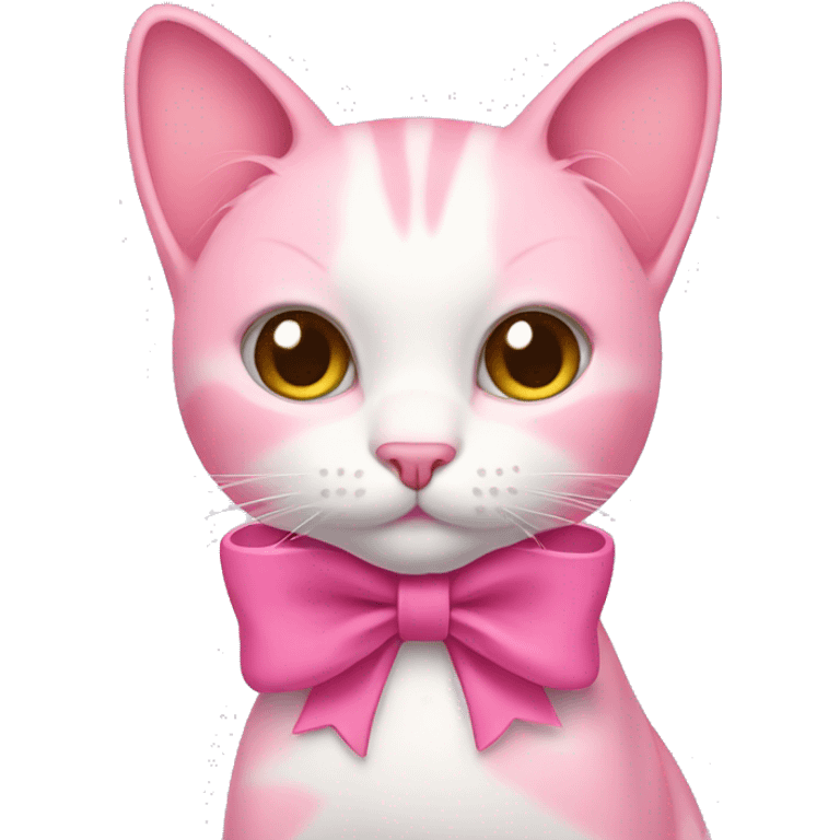 Pink cat with a bow  emoji