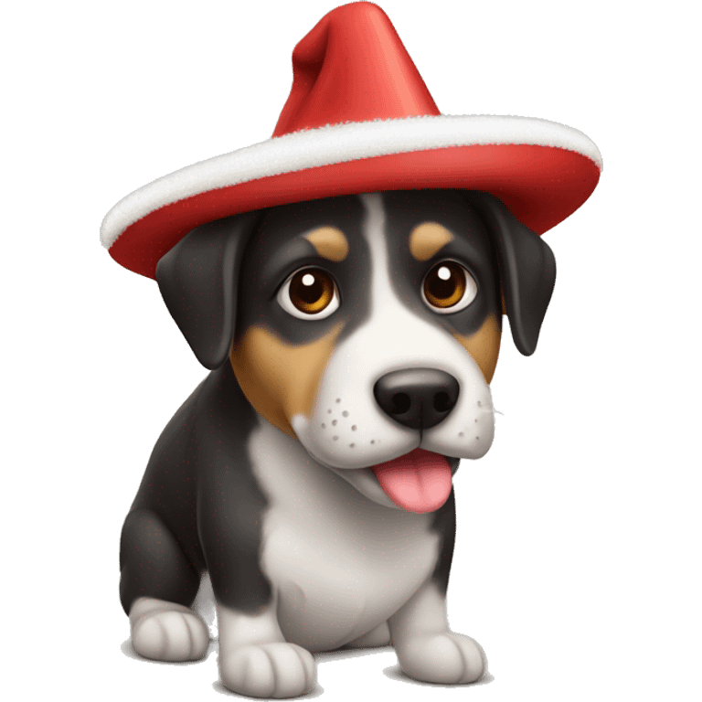 Perro con sombrero de navidad emoji