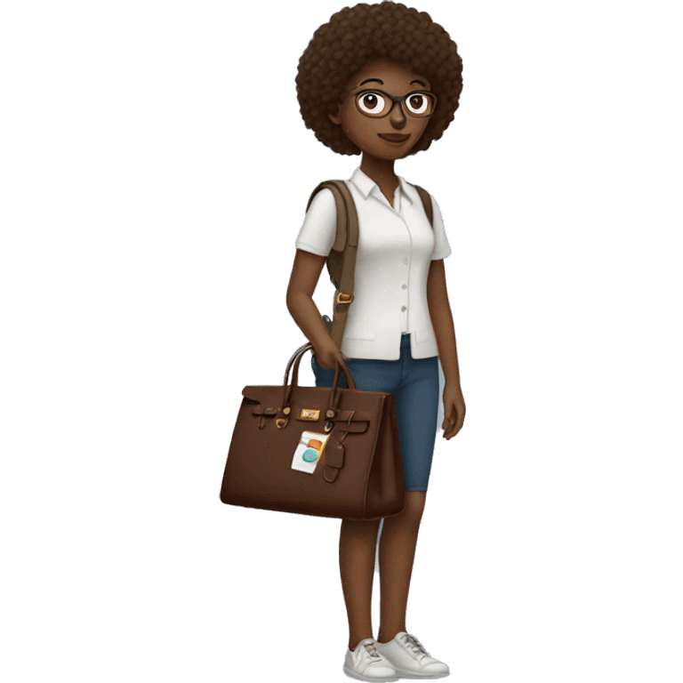 Girl in stem with a birkin burdeos bag  emoji