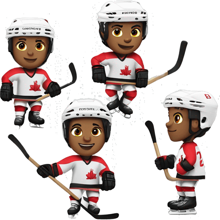 5 Hockey players in white-red uniforms  emoji