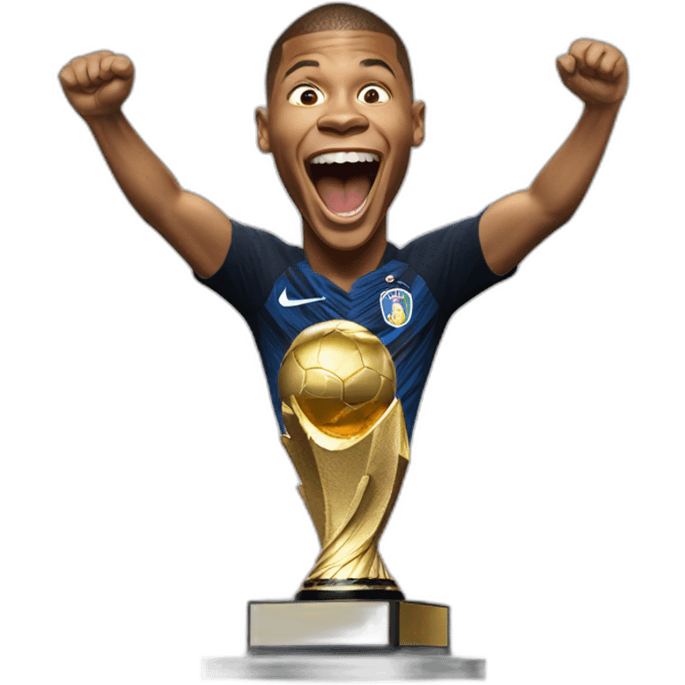 kylian mbappe, world cup, trophy, screaming, happy emoji