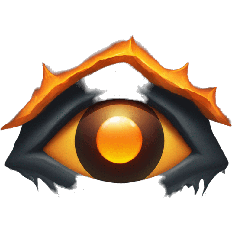 Eye of Sauron with glowing orange iris, set in a dark tower of Mordopr emoji